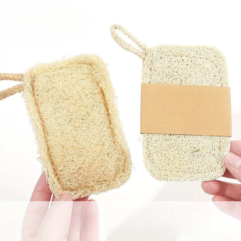 1/6pcs Natural Loofah Exfoliating Sponges - Gentle Body Scrubber for Shower & Bath, Bamboo Fiber Cleaning Pads