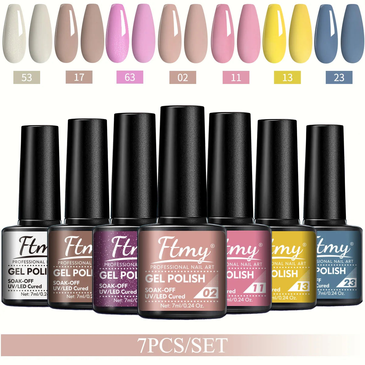 7pcs 7ml Gel Nail Polish Set Popular Color Gel Polish Soak Off UV LED Semi-Permanent Nail Gel Polish Manicure Varnish DIY Starte