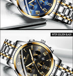 BINBOND 2pcs Couple Watches Fashion Top Brand Men Ladies for Quartz Watch Lover Waterproof Stainless Steel Watch Valentine Gift
