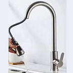 Stainless Steel Kitchen Faucet Single Hole Pull Out Spray 360° Swivel Sink Faucet High Arc Modern Design