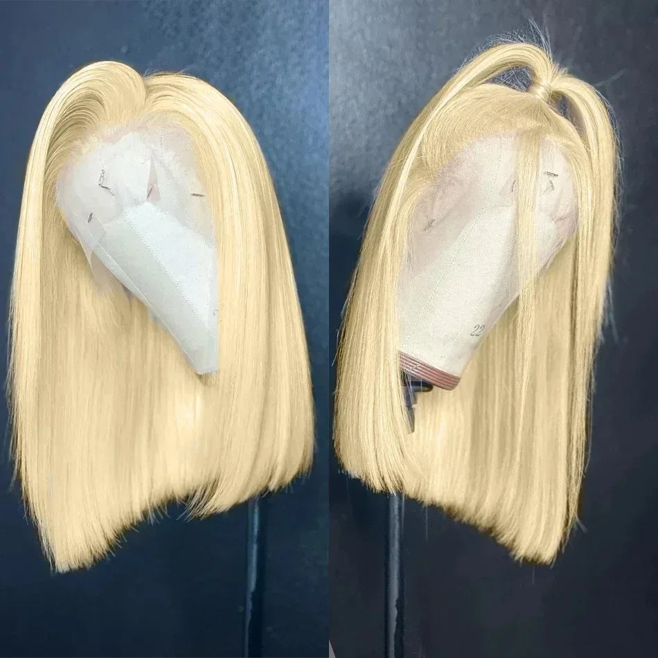 613 Honey Blonde Color Short Bob Straight 13X4 Full HD Lace Frontal Wig For Women Preplucked Bleach Knots Cosplay Daily Party
