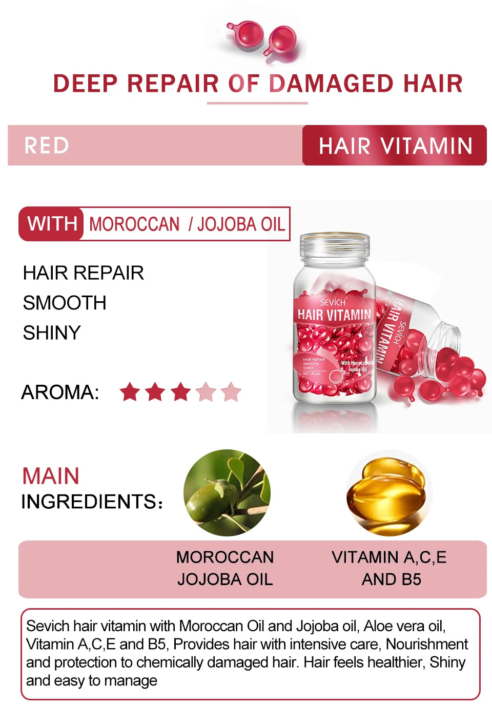 3IN1 Keratin Complex Oil Hair Vitamins Capsule Smooth Silky Hair Mask Repair Thermal Protection Hair Serum Oil Anti Hair Loss