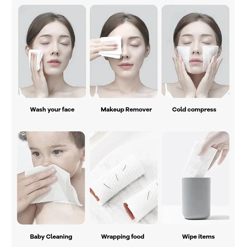 Disposable Face Towel Travel Facial Cleansing Wet And Dry Makeup Remover Pearl Cotton Soft Makeup Nonwoven Towel
