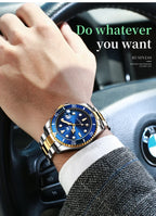 OLEVS New Man Watch Luxury Top Brand One-Way Rotating Outer Ring Design Quartz Watch for Men Auto Date Waterproof Wrist Watches
