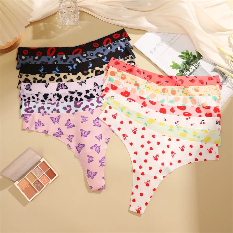 3PCS Ultra-thin Underwear For Women Sexy Graphic Print Seamless Thongs Female Stretch Leopard Intimate Comfort Lingerie S-XL