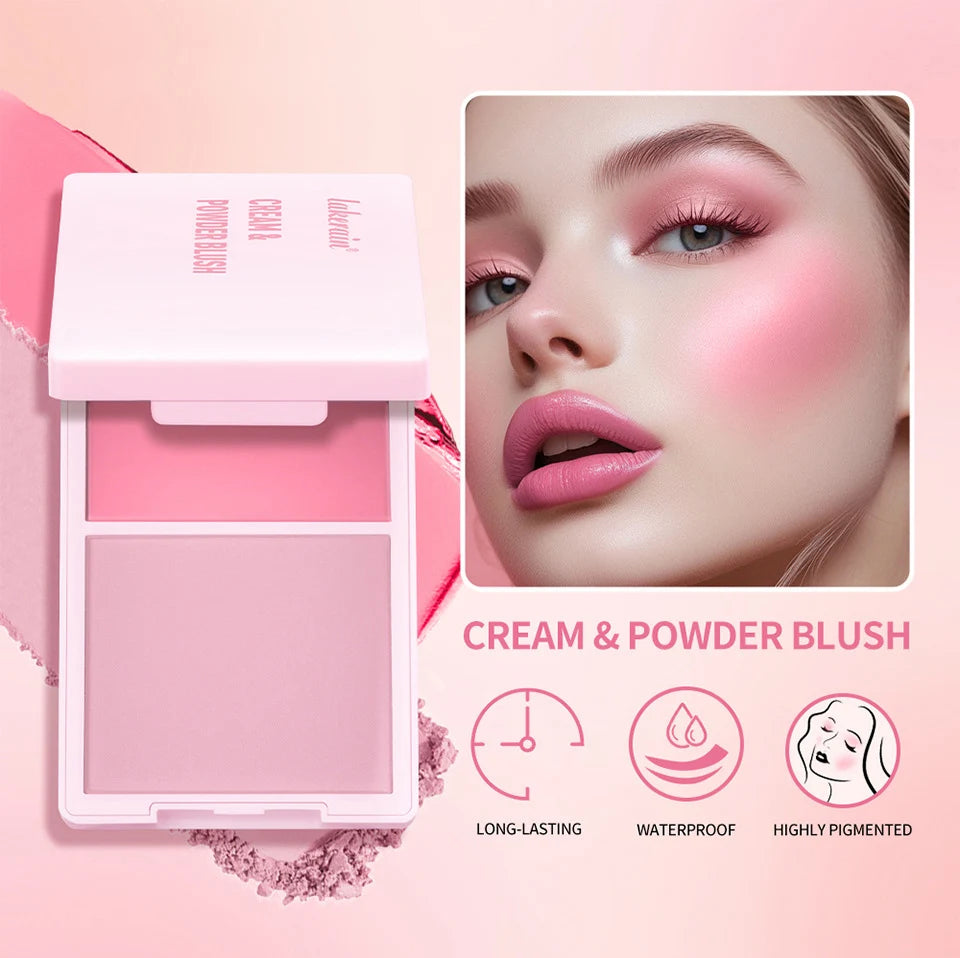 Matte Cream/powder Blush 2-in-1 Natural Moisturizing Waterproof Longlasting Shimmer Cheeks Rouge Highly Pigment Makeup Cosmetics