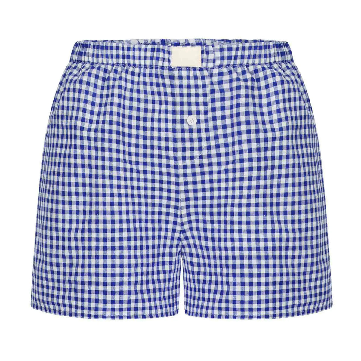 Youthful Summer Women's Casual Plaid Shorts Teenage Girls Elastic Waistband Lace-Up Classic Versatile Fashionable Summer Shorts