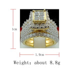 Milangirl Punk Full Zircon Puffed Marine Micro Paved Stone Rings For Men Hip Hop Iced Out Geometry Ring Cool Male Jewelry