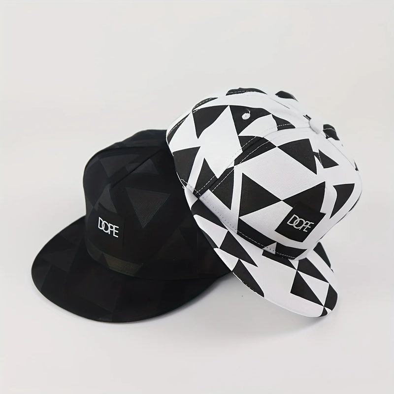 1PC DOPE Fabric triangle block print street dance hip-hop hat trend flat edge baseball hat men's and women's