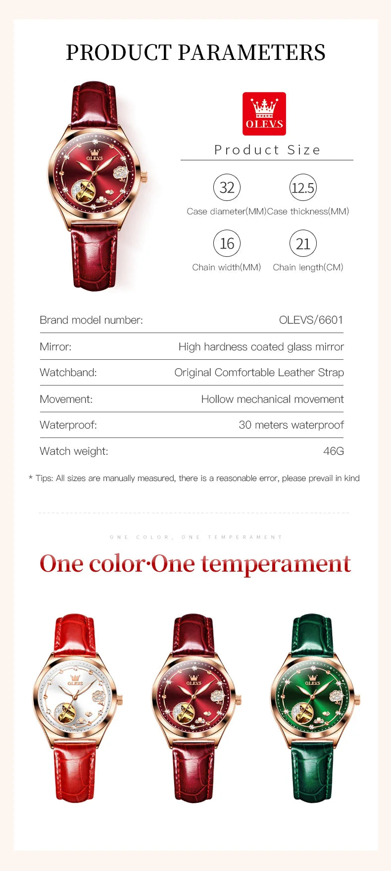 OLEVS Fashion Women Mechanical Watches Bracelets and Necklaces Set Leather Strap Luxury Hollow Ladies WristWatches Reloj Mujer