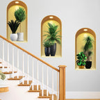 18 Styles Simulated Archway Niche Potted Plant Painting Wall Stickers Bedroom Living Room Hall Peel & Stick Art Mural Decals