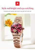 2026 New OLEVS Rose Gold Steel Women's Watches Luxury Brands Automatic Mechanical Watch For Women Fashion reloj para mujer