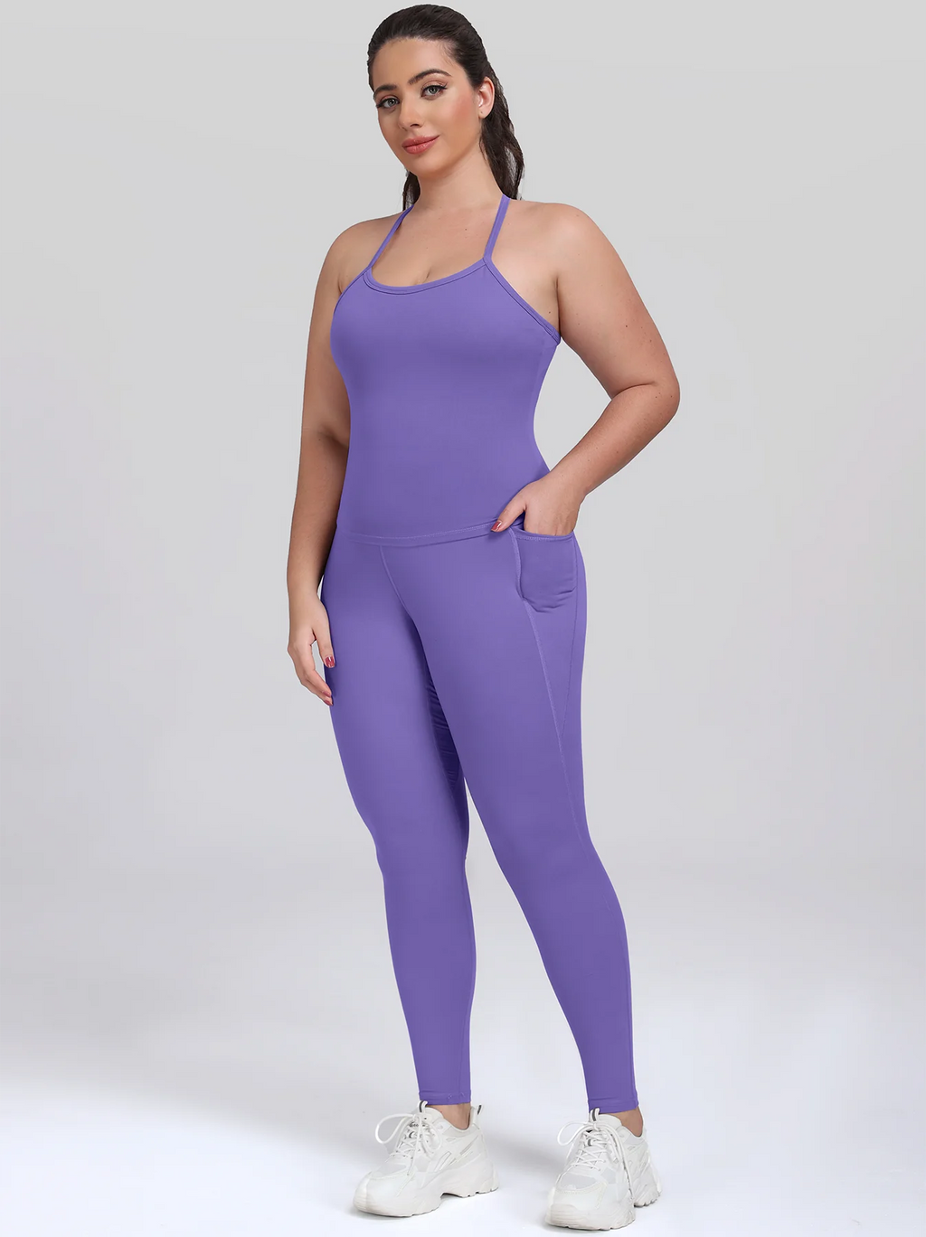  Women Leggings With Pockets Solid Color High Waist Butt Lifting Workout Tights Slim Elastic Pants Casual SportWear