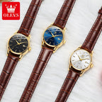OLEVS 6898 Womens Watch Original Fashion Brand Quartz Wristwatch Waterproof Luminous Leather Strap  Dual Calendar Ldies Watch