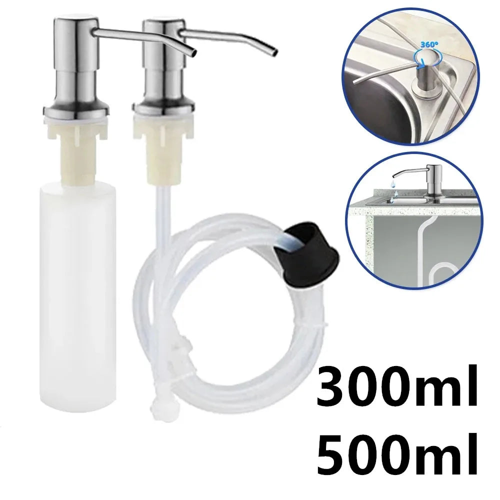 Sink Liquid Soap Dispenser Pump Stainless Steel Liquid Soap Bottle Sink Mount Hand Pressure Soap Dispenser Bottle Kitchen