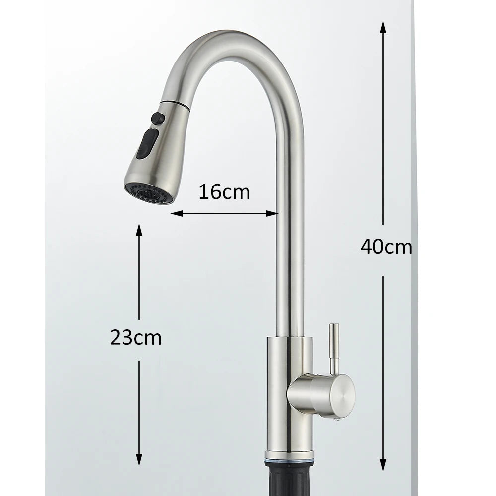 Kitchen Faucet Pull Out Brushed Nickle Stainless Steel Black Kitchen Mixed Tap Kitchen Sink Tap