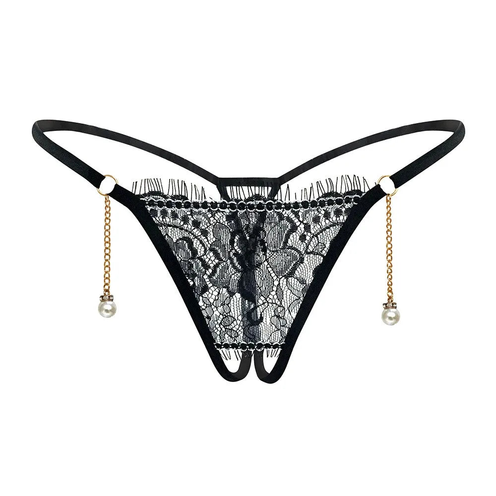 Sexy Open Crotch Panties Women Lace Mesh Lingeries Seamless Low Waist Perspective Briefs Lady Erotic Underpanties