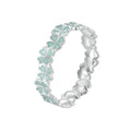 Bamoer 925 Sterling Silver Four-Leaf Clover Ring Mint Green Leaves Vine Ring Fine Jewelry Gift for Women Party