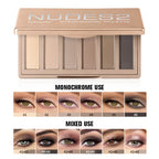 6 Colors Eyeshadow Palette Long-Lasting Rich Pigment Neutral Nude Tones Blendable Matte Shades Portable Daily Party Eye Makeup