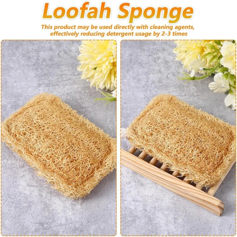 6pcs Natural Loofah Sponge for Deep Exfoliation, Gentle on Skin & Renew Skin, Bamboo Fiber Body Scrubber for Adults, Shower