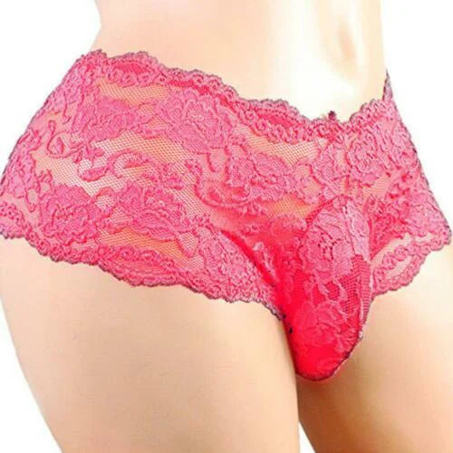 1pc Men's Sexy See Through Lace Pouch Lingerie Panties Bikini Briefs Underwear Low Waist Breathable Solid Color