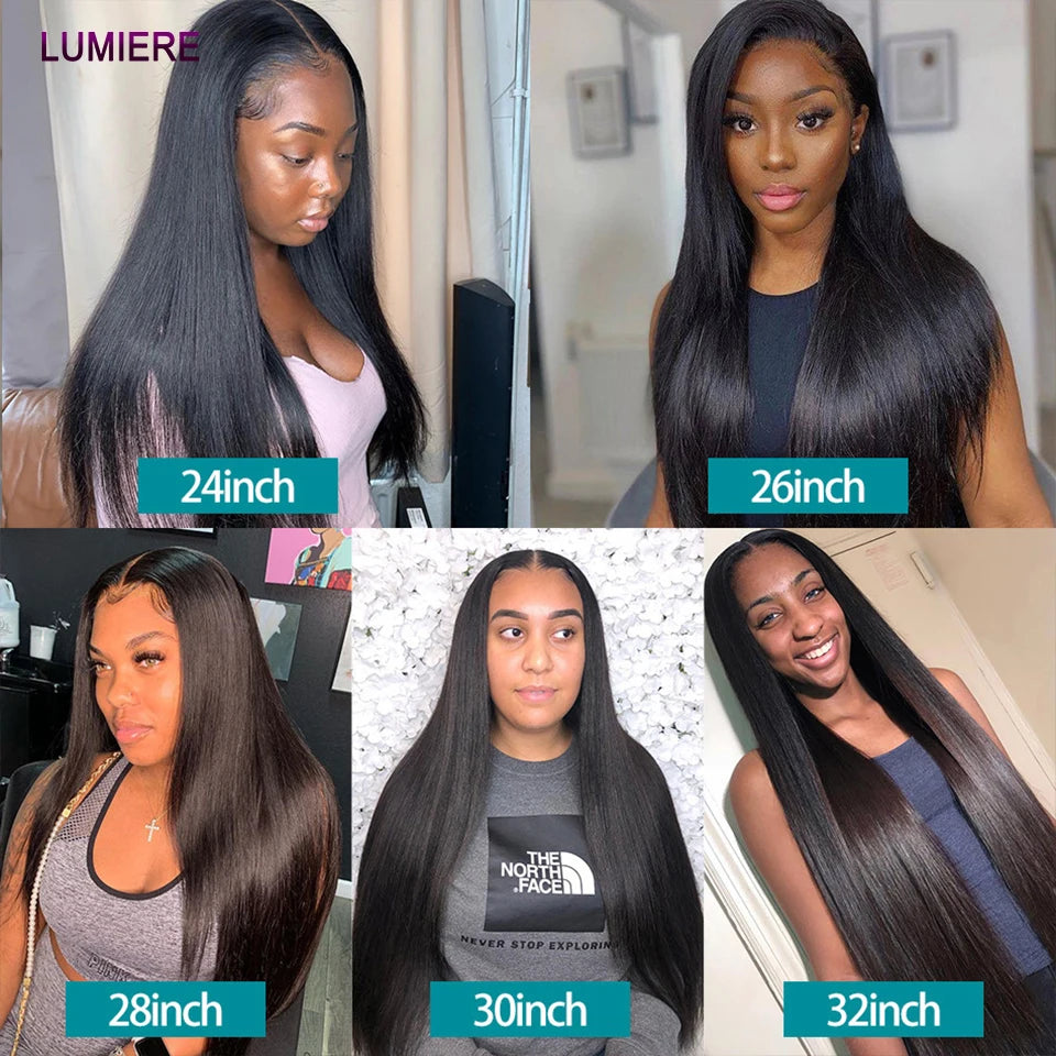 20A Bone Straight Bundle With Closure 4X4 5x5 13x4 Lace Frontal Real Virgin Raw Brazilian Human Hair Weave Bundles 3/4 Bundle