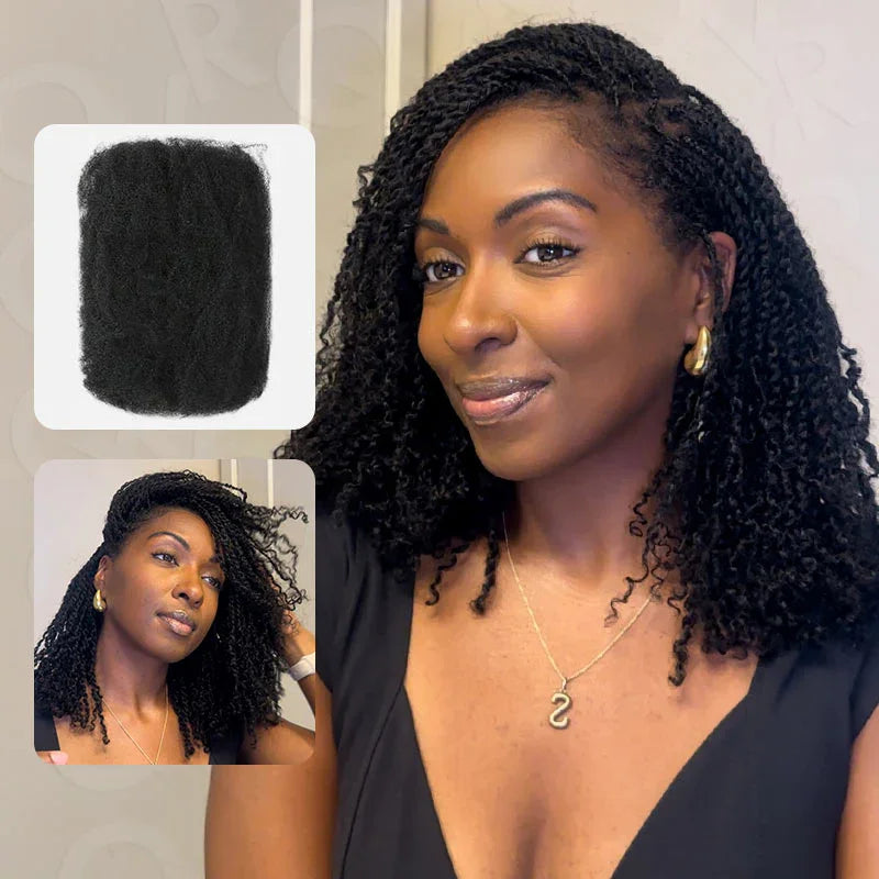 Black Pearl Top QVR Peruvian Kinky Curly Mini Twist Hair 50G/pc Afro Kinky Bulk Human Hair for Braiding 100% Remy Hair Bundles