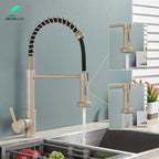 Kitchen Faucet Sink Faucet One Handle Spring Hot and Cold Water Tap Deck Mounted  Stream Sprayer Stainless Steel