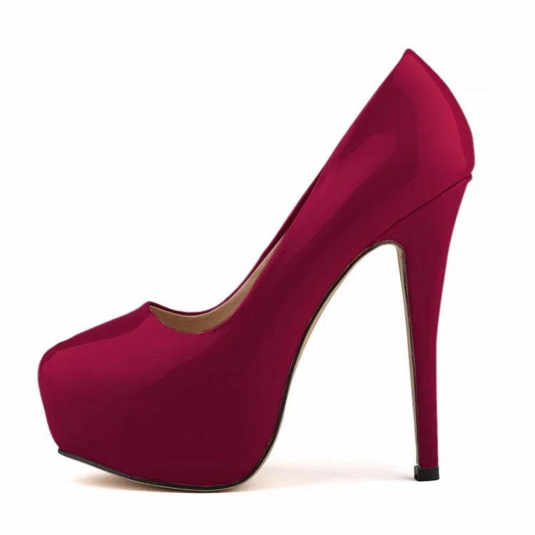 Sexy High Platform Party Shoes 2026 New Women Concise Solid Patent Leather High Heels Shoes Fashion Shallow Wedding Shoes Woman