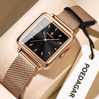 POEDAGAR Square Fashion Ladies Watch Waterproof Stainless Steel Mesh Watch For Woman Elegant Women's Quartz Watches Female Reloj