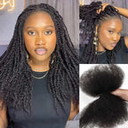 QVR Afro Kinky Bulk Hair No Attachment 50g Afro Curly Bulk 100% Human Hair Unprocessed Virgin Remy Braiding Hair for Dreadlocks