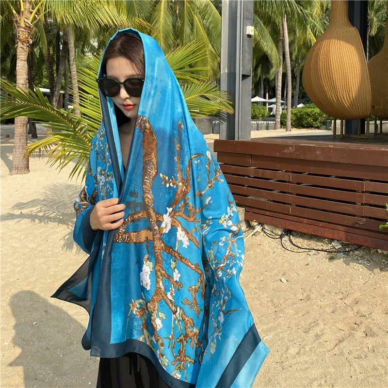 Beach Scarf Women Luxury Designer Tree Print Shawls Travel Long Foulard Female Sun Protection Wraps New YD0861