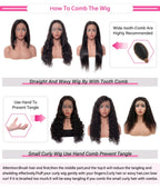 Pre Plucked Brazilian Human Hair Wigs 13x4 HD Transparent Lace Front Wig 180% Density Natural Black Lace Frontal Wig for Women
