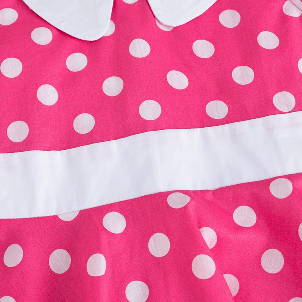 LPATTERN Girls' Vintage Rockabilly Dress Party Retro Polka Dot Floral Pattern A-line Dresses Pleated Skirt Knee-Length for 4-10Y