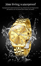 OLEVS Brand Watch Steel Band Stereo Dial Double Calendar Quartz Watch Waterproof Men's Watch 3620