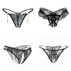 Sexy Open Crotch Panties Women Lace Mesh Lingeries Seamless Low Waist Perspective Briefs Lady Erotic Underpanties