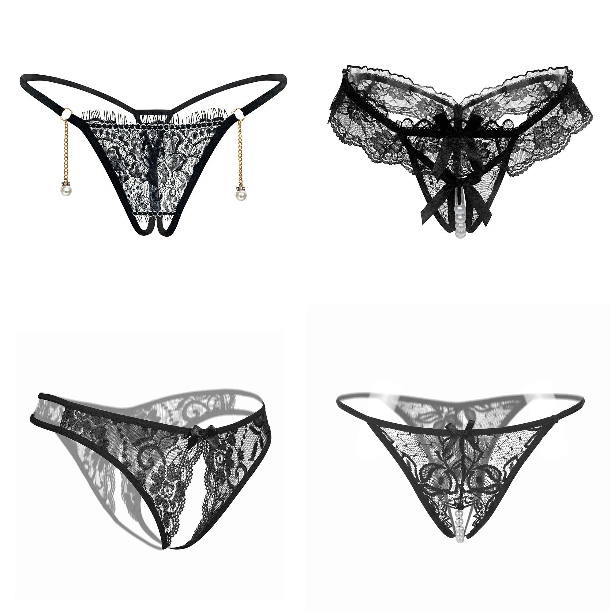 Sexy Open Crotch Panties Women Lace Mesh Lingeries Seamless Low Waist Perspective Briefs Lady Erotic Underpanties