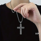 Hip-Hop Men's Trendy Stainless Steel Chain Cross Pendant Necklace - Punk Rock Style Fashion Accessory