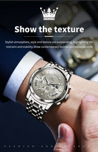 OLEVS 2892 Men Watch Original Quartz Watch Luxury Waterproof Luminous Calendar Moon Phase Chronograph Business Sports Men Watch