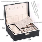 1pcs Double Layer Storage Box For Men And Women Large Capacity Leather Jewelry Box Hardware Latch Travel Portable Flip Lid Palm