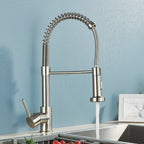 Brushed Nickel/Black Kitchen Faucet Single Handle High Arc Pull down Spray Sink Faucet with Lever Handle in Stainless Steelk