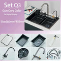 Matte Black 304 Stainless Steel kitchen Sinks Cold And Hot Water Mixer With Soap Dispenser And Cup Washer