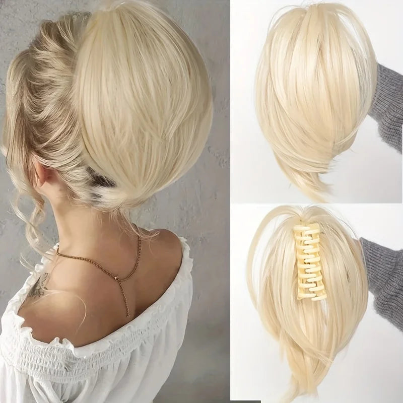 Women's Elegant Claw Messy Bun HairPiece Scrunchies Synthetic Straight Chignon Ponytail Clip-in Hair Extensions