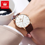OLEVS 5869 Men's Watches Leather Strap Waterproof Auto Date Man Watch Fashion Simplicity Ultra Thin Quartz Wrist Watch for Men