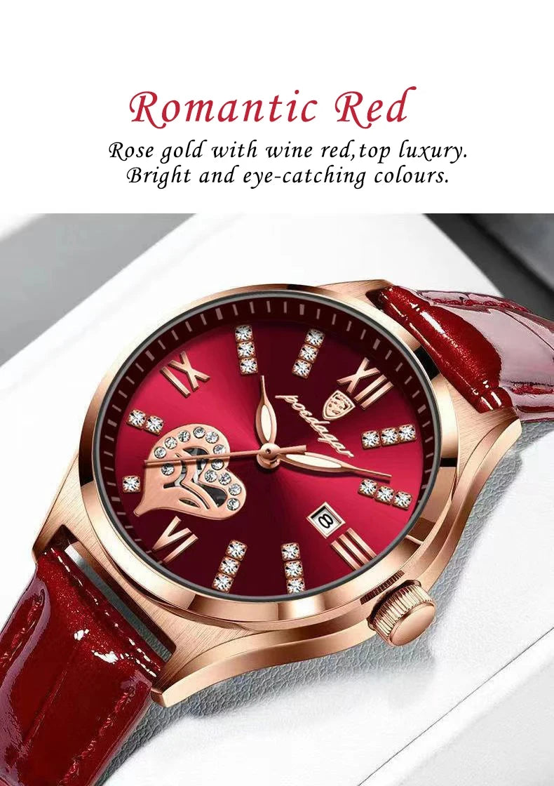 POEDAGAR Luxury Casual Watches For Women Waterproof Calendar Leather Ladies Watch High Quality Fashion Woman's Quartz Wristwatch