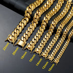 Hip Hop Bling Gold Color Stainless Steel Dense Cuban Miami Link Chain Necklaces for Men Rapper Jewelry Drop Shipping