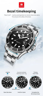 OLEVS 5885 Man Watch Luxury Top Brand One-Way Rotating Outer Ring Design Quartz Watch for Men Auto Date Waterproof Wrist Watches