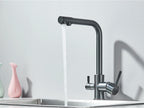 Chrome Purified Water Kitchen Faucet Pure Water Filter Deck Mounted Faucet Crane Dual Handles Hot Cold Water Mixer Taps