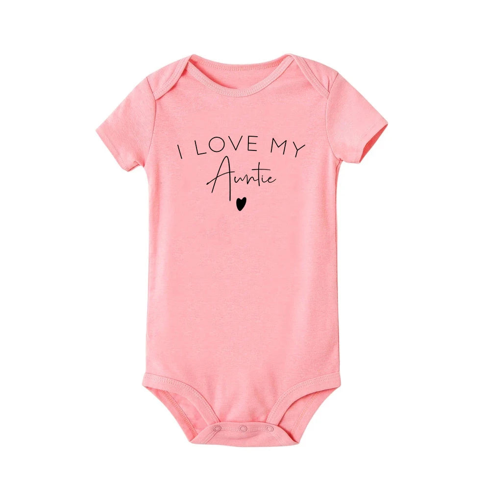 I Love My Mommy Daddy Auntie Baby Infant Romper Fashion Summer Short Sleeve Jumpsuit Toddler Girl Boy Bodysuits Clothes Gifts