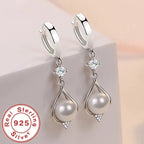 925 Sterling Silver Water Drop Natural Pearl Earrings for Women Wedding Gift Fashion Jewelry